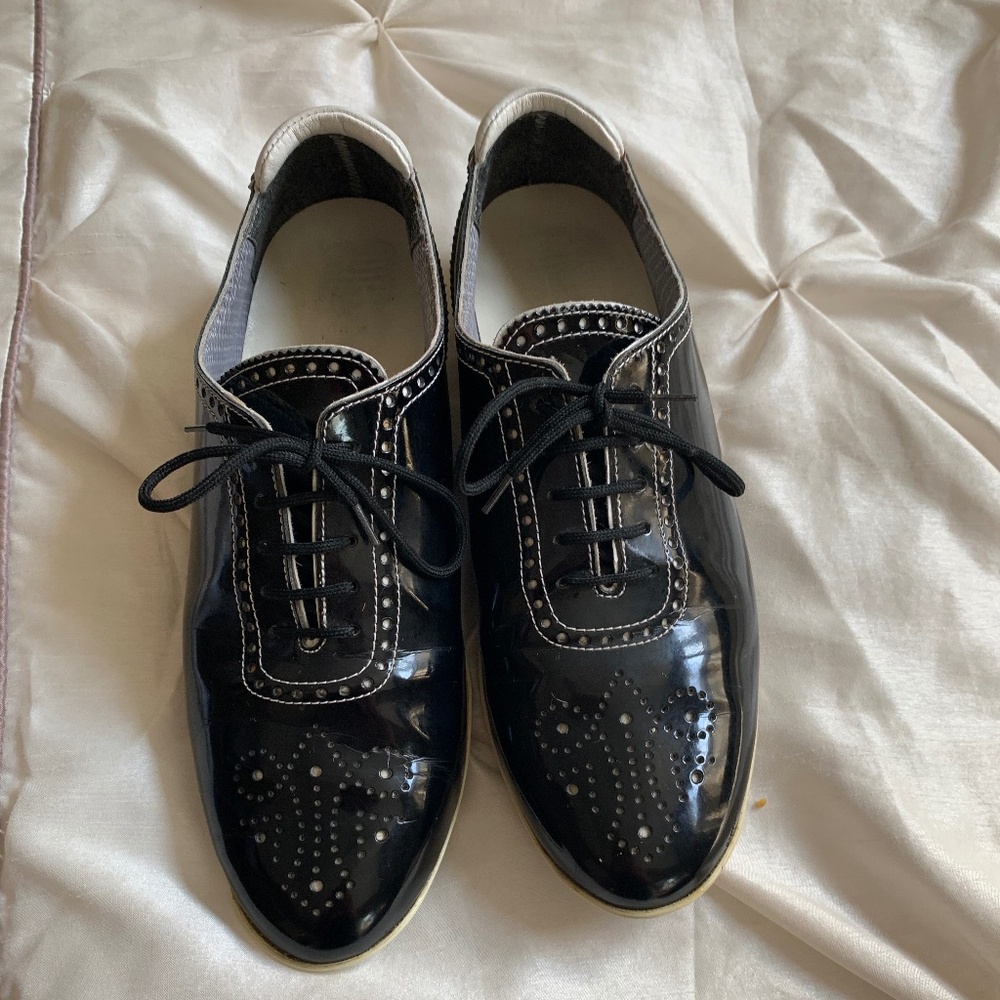 Walter Genuin Black Patent Leather Golf Shoes sz 39